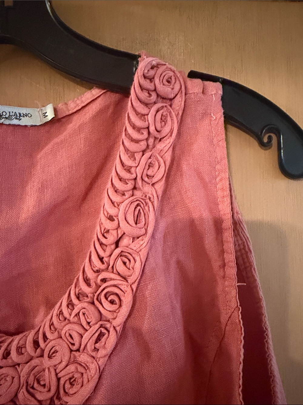 Lungo L’Arno Women’s Sleeveless Linen Shift Dress Rosette Coral Pink Medium - Picture 4 of 9